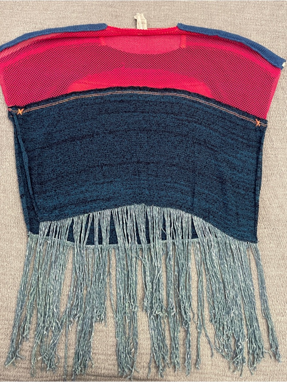 Free People Sunset Fringe Sweater Poncho Size XS/S - Picture 3 of 7